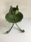 Vintage Mid Century Modern Painted Green Retro Metal Candle Holder Centerpiece