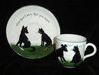 Rare Signed Louis Wain Cat And Dog Cup   Saucer Set Bristol England C1915