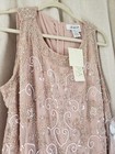 Jkara Dress Sz 18 Blush Sleeveless Maxi Bead sequin Mother Of Bride groom Scarf