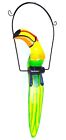 25  Green Toucan Hanging Art Arfican Jungle Wood Tropical Hand Carved Painted