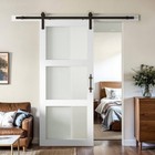 Lite Frosted Glass White Finished Mdf Sliding Barn Door With Hardware Kit