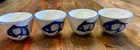 4 Vintage Chinese Koi Fish Blue   White Tea Cups