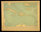 Antique West Indies Map Of The Caribbean Cuba Puerto Rico Jamaica Vintage 1920s