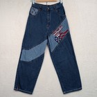 Vtg Rocawear Jeans Boys 28x29 Blue Baggy Colorblock Patchwork Skate Hip Hop Y2k