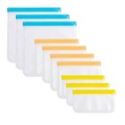 Reusable Zip Lock Bags Silicone 10 Pack-3 Gallon 4 Sandwich 3 Snack  Clear