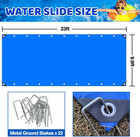 32 8ft X 9 8ft Slip Lawn Water And Slide Tarp With 22 Pcs Metal Stakes For Adult