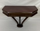 Vintage Wood Demilune Wall Mounted Console Table Shelf Formica Laminate Top 24 w