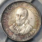1912-h Pcgs Ms 63 Nicaragua 25 Centavos Volcanos Cordoba Silver Coin  24090901c 