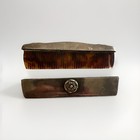 Antique Tortoiseshell Comb Sterling Silver Floral Case Vanity Grooming