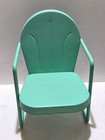 Vtg Salesman Sample Metal Lawn Chair Clam Shell Green Curved Back Dolls   Plants