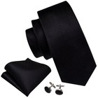 Black Geometric Silk Tie Set For Men Wedding Wedding Necktie   Pocket Square
