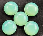 5-vnt Uranium Glass Cabochon Round  Yellow Opal  Czech 18mm Flat Back Lot