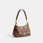 Coach X Peanuts Teri Shoulder Bag Tan Brown Snoopy Print Signature Canvas Cbj88