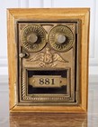 Corbin Cabinet Lock Co Post Office Mail Box Bank Brass Eagle Door Wood Vintage