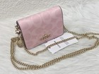 Nwt Coach Mini Wallet On A Chain Signature Canvas With Charms Cef59 Powder Pink