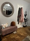 Ball   Cast Upholstered Rose Pink Velvet Storage Bench