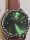 Akribos Xxiv Ak869gn Date Arabic Numerals Leather Strap Green Dial Mens Watch