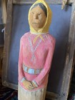 Wow Johnson Antonio 80s Native American Wood Folk Art Carving Navajo Woman 9 75   