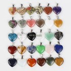 20pcs lot Mixed Natural Stone Gemstone Heart Pendant Beads Reiki Chakra Healing