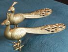 Vintage Mcm Pair Of Brass Peacocks Decor Large Figurines Male   Female