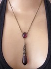 Vintage Necklace Art Nouveau Lavalier Pendant Antique Amethyst Czech Glass