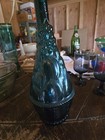 Vintage Empoli Italy Teal Blue Glass Fruit Basket Genie Bottle Decanter 21      