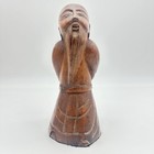 Antique Hand Carved Wooden Chinese Vise Man Statue Art Vintage