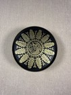 Vintage Guildcraft Ny Black And Gold Embossed Footed Metal Tin Fruit Cake Box