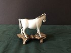 Vintage 1940   s Chinese Carved Horse Figurine  Wood Base