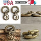 Brass Retro 2pc Bronze Snake Statue Crafts Handmade Keychain Car Pendant Decor