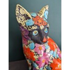 Vintage Floral Cat Bank Sculpture Hand Painted Mid Century Italy Alvino Bagni