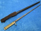 Very Rare Original German Ww1 Erzats Brass Handle Bayonet And Scabbard With Frog