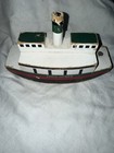 Vintage Hand-painted Wooden Boat Model     Folk Art Nautical D  cor