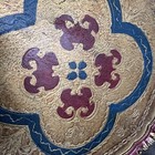 Vintage Italian Florentine Gold Blue Red Gilded Wood Plate Scalloped Tray 17   