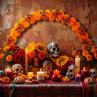 Day Of The Dead Marigold Butterfly Arch  28 X 14 In