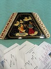 Vintage Russian Zither Lap Harp Hand Painted Signed W   Playing Cards Euc