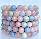 Wholesale 6pcs Natural Gemstone Crystal Round Bead Stretch Bracelet 7 5in