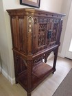 Gothic Revival Cabinet   Hand Painted    Carved  1880 English Ecclesiastical