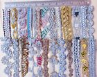 Very Rare Lot Antique Vintage Sari Trim Lace Ribbon 25 Pc  Zari Sequins Ds91
