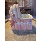 Vintage Napcoware Pink Ceramic Baby Bassinet Planter C-5142 Nursery Decor Bow