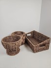 Set Of 3 Woven Seagrass Wicker Baskets 5  Tall Storage Boho Decorative Organizer