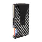 Men Rfid Blocking Money Clip Slim Carbon Fiber Credit Card Holder Metal Wallet