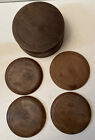 Vintage Set Of 4 Etched Wooden Coaster In Carved Wood Box