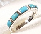 925 Sterling Silver 5 Stones Stack Style Turquoise Size 9 Ring 3 1g