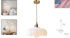 Elegant Milk White Glass Pendant Light     Vintage Style With Gold Brass Finish