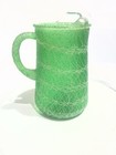 Vintage Spaghetti String Glass Pitcher W 2 Blue Glasses