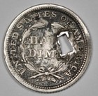 1858 Seated Liberty Half Dime   Square Holed   206675