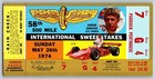  Indy 500 1974 Ticket Stub -  500 Mile Intl  Sweepstakes   50 Adm  Seat 4