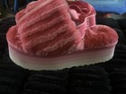 Ugg Disco Pink Faux Fur Platform Slide Slippers Women   s Us 9 Open Toe Logo Strap