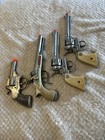 Vintage Nichols   Hubley Toy Pistol Lot Of 4 For Parts Or Repair